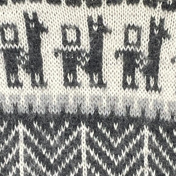 Vintage Alpaca Wool Knit Sweater Men’s Size Large Gray White Llama Pattern - Picture 6 of 8
